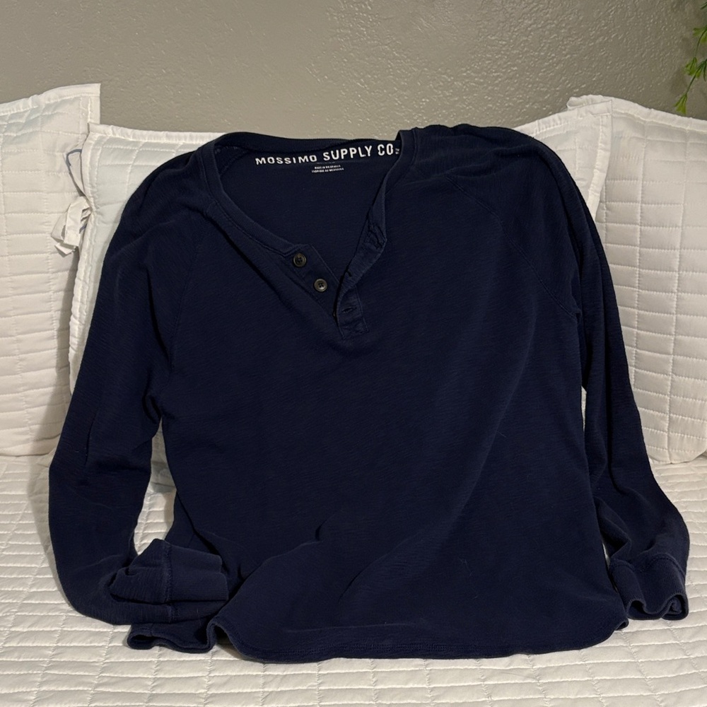 Mossimo Supply Co. Dark Blue Henley Top